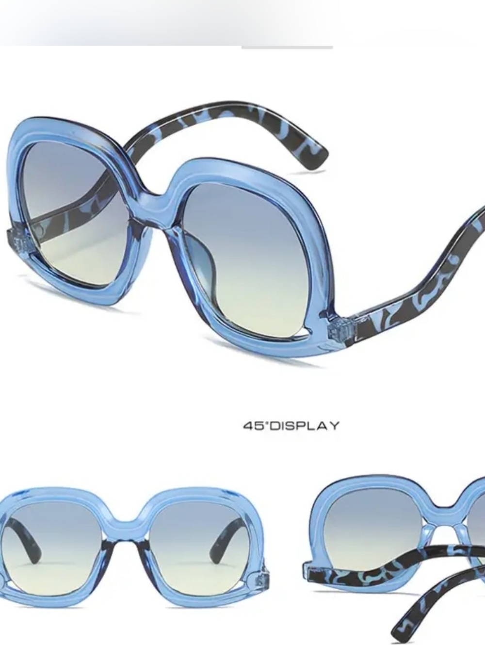 Blue Oversized Round Tortoise Arm Sunglasses - Picture 10 of 13